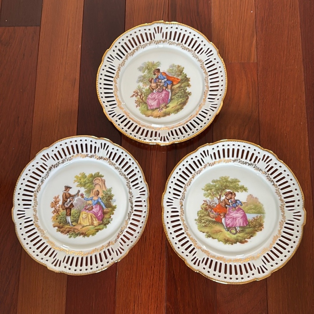 Vintage SCHWARZENHAMMER Porcelain Plates, One Set of Three